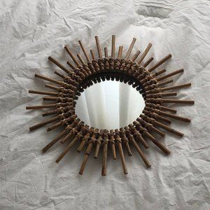 WOODEN SUN CIRCLE MIRROR